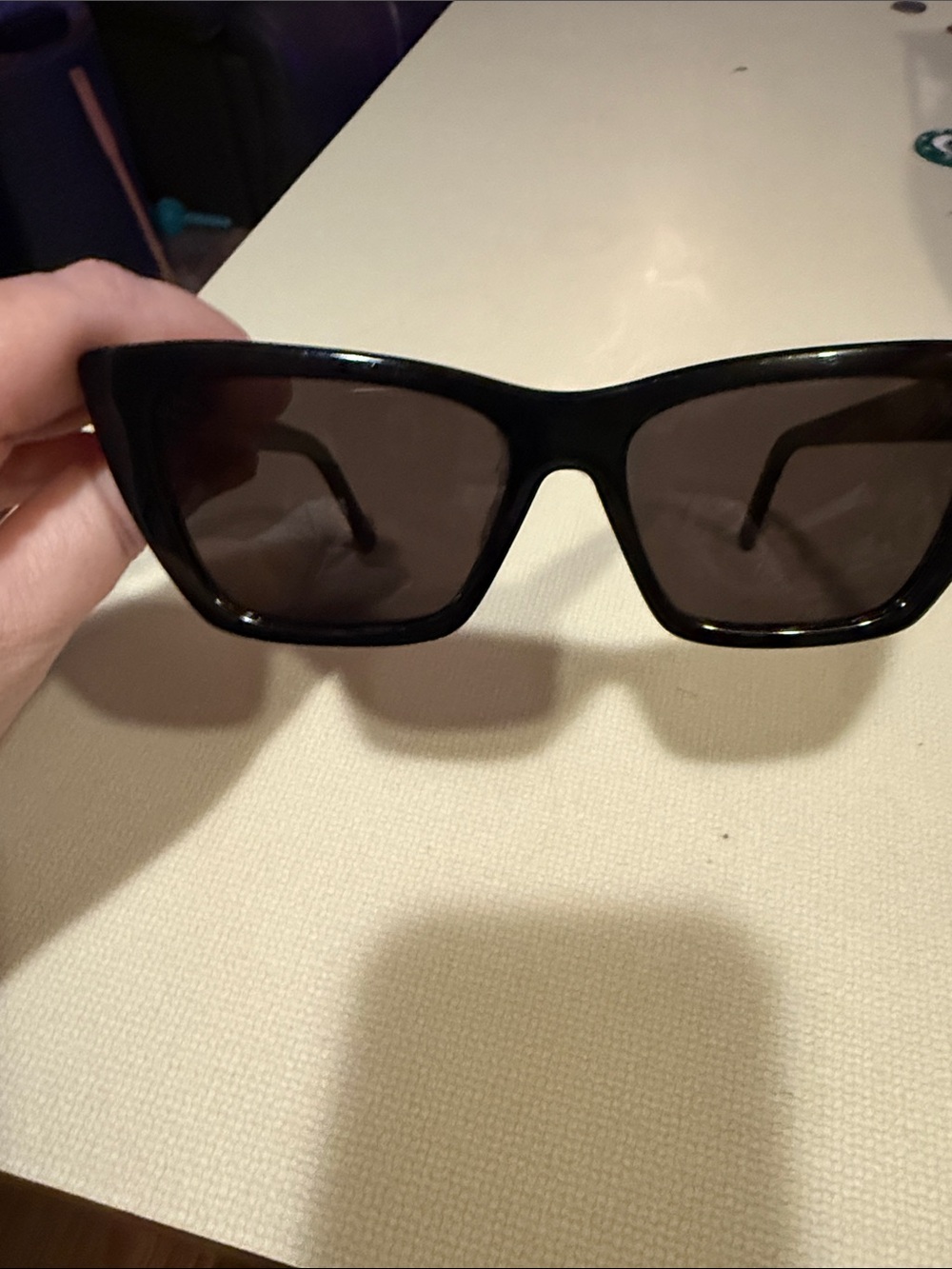 Saint Laurent Black Rectangular Cat-Eye Sunglasses